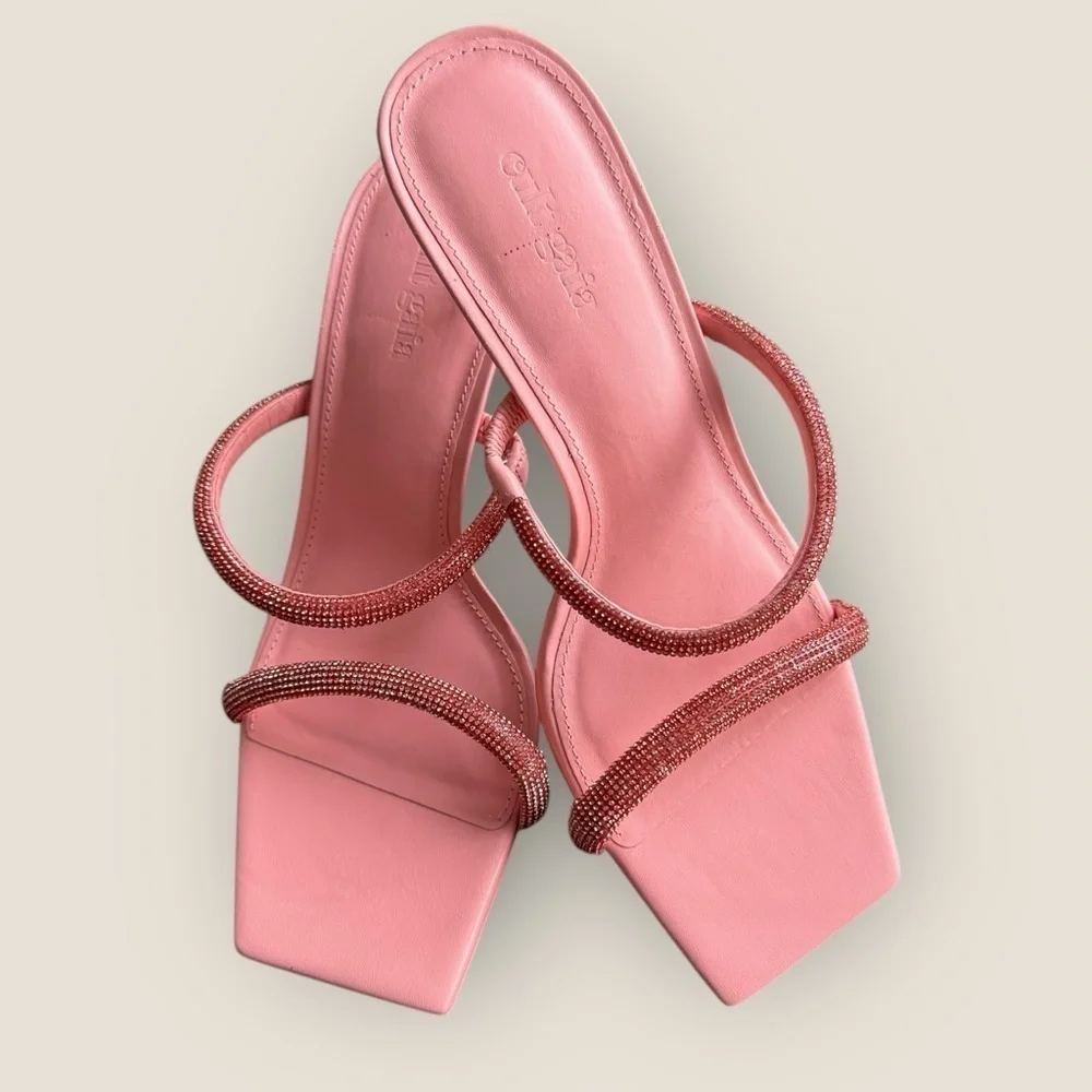 Cult Gaia | Rhinestone-Embellished 50mm Sandals | Size 36 | Pink